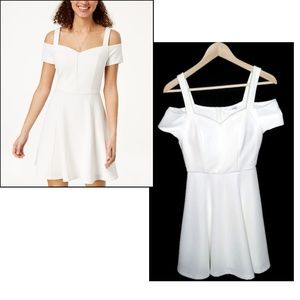 White Cold Shoulder Dress Emerald Sundae Juniors S